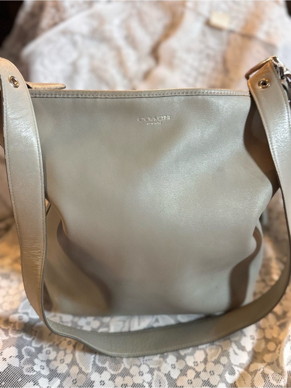 Coach Leather Shoulder Bag in Light Gray